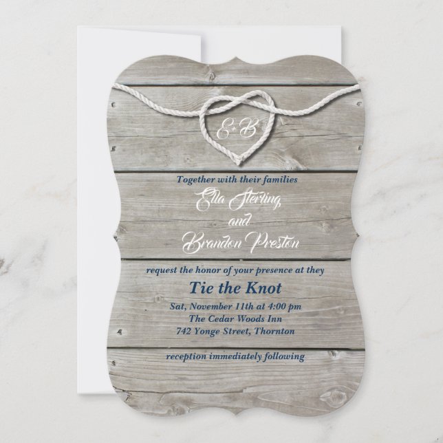 Invitación a la boda por monograma náutico (Anverso)