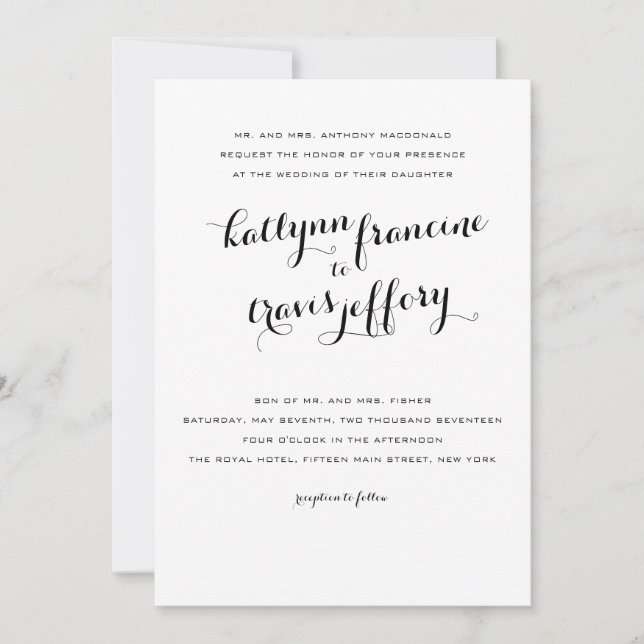 Invitación a la boda por tipografía (Anverso)