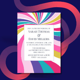 Invitación a la boda psicodélica de Swirl Retro Ro