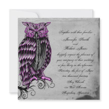 Invitación a la Boda Pura de Lechuza Gótica Morada