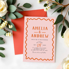 Invitación a la boda pura y simple de coral