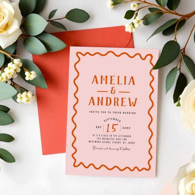 Invitación a la boda pura y simple de coral (Subido por el creador)