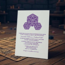 Invitación a la boda púrpura D20 dados