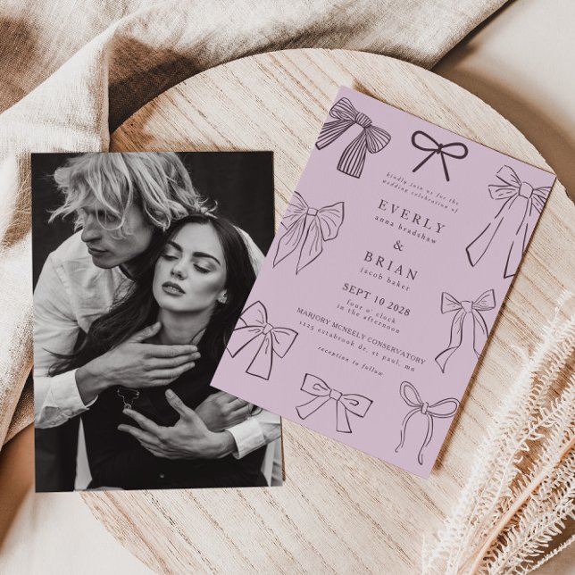 Invitación a la boda púrpura de Coquette Bows (Subido por el creador)