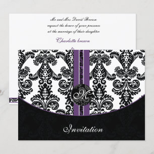 invitación a la boda púrpura de damasco