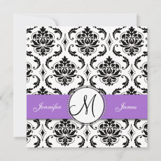 Invitación a la boda púrpura de Damasco negro