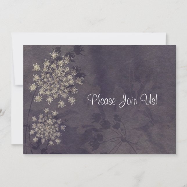 Invitación a la boda púrpura de encaje de la Reina (Anverso)