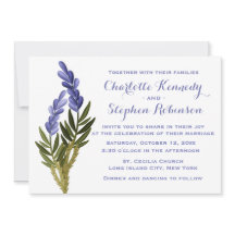 Invitación a la boda púrpura de flores de lavanda