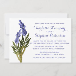 Invitación a la boda púrpura de flores de lavanda