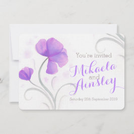Invitación a la boda púrpura de flores silvestres 
