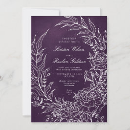 Invitación a la boda púrpura de la flor romántica