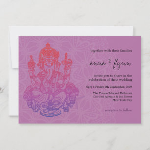 Invitación a la boda púrpura de la ganesh india