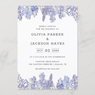 Invitación a la boda púrpura de la histeria acuare