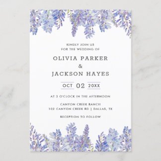 Invitación a la boda púrpura de la histeria acuare