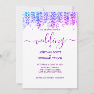 Invitación a la boda púrpura de la histeria acuare
