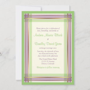 Invitación a la boda púrpura de la pintura verde