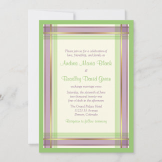 Invitación a la boda púrpura de la pintura verde