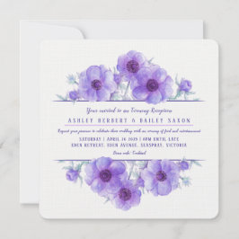 Invitación a la boda púrpura de la recepción de la