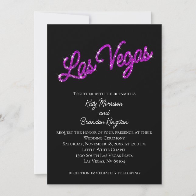 Invitación a la boda púrpura de las Vegas (Anverso)