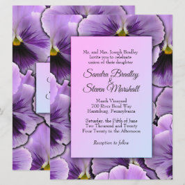 Invitación a la boda púrpura de pansy