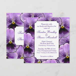 Invitación a la boda púrpura de pansy
