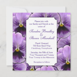 Invitación a la boda púrpura de pansy
