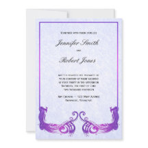 Invitación a la boda púrpura de pavo real
