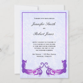 Invitación a la boda púrpura de pavo real