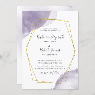 Invitación a la Boda Púrpura Dusty Gold Elegant