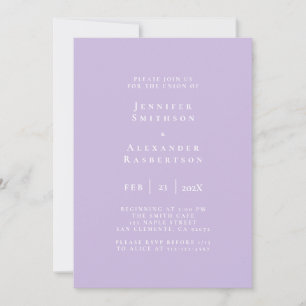 Invitación a la boda púrpura elegante