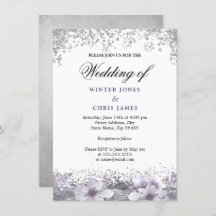 Invitación a la boda púrpura floral Purpurina de p
