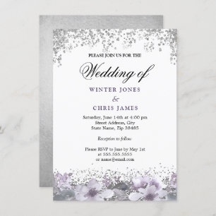 Invitación a la boda púrpura floral Purpurina de p