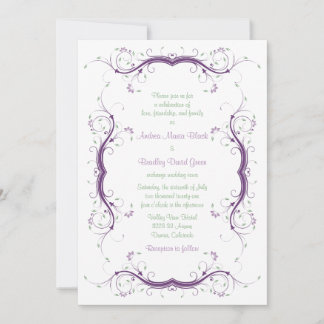 Invitación a la boda | Púrpura Floral verde