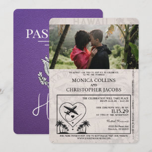 Invitación a la boda púrpura hawaiana