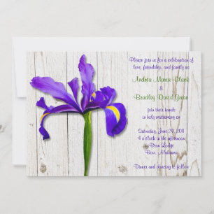 Invitación a la boda púrpura Iris Whitewashed de M