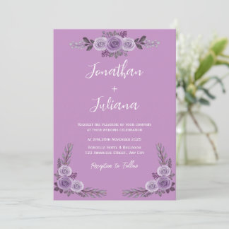 Invitación a la boda púrpura moderna
