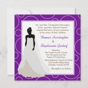 Invitación a la boda púrpura oscura 5 x 5
