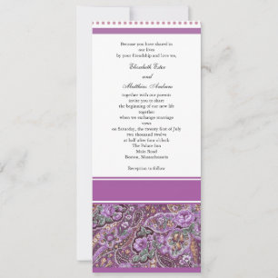 Invitación a la boda púrpura paisley