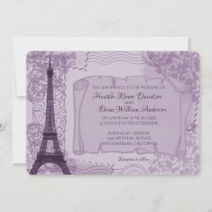 Invitación a la boda púrpura parisina