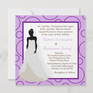 Invitación a la boda púrpura púrpura suave 5x5