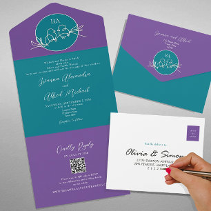 Invitación a la boda púrpura Verde azulada moderna