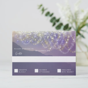 Invitación a la boda púrpura violeta de las luces 