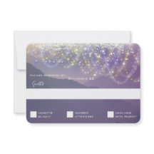 Invitación a la boda púrpura violeta de las luces 