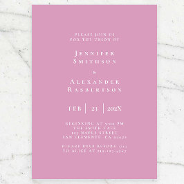Invitación a la boda púrpura y blanca elegante