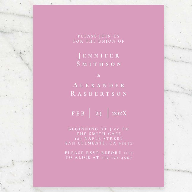 Invitación a la boda púrpura y blanca elegante (Subido por el creador)