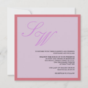 Invitación a la boda púrpura y coral