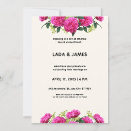 Invitación a la boda púrpura y crema