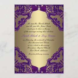 Invitación a la boda púrpura y de oro