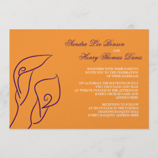 Invitación a la boda púrpura y Naranja Calla Lilie