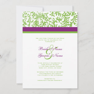 Invitación a la boda púrpura y verde